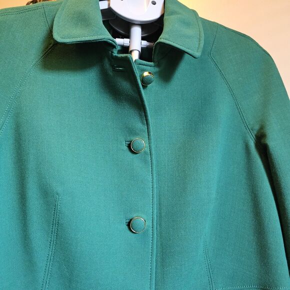 Talbots $169 Wool Blend Blazer Emerald Green Pocket Jacket Womens 16 Career New - Picture 2 of 7